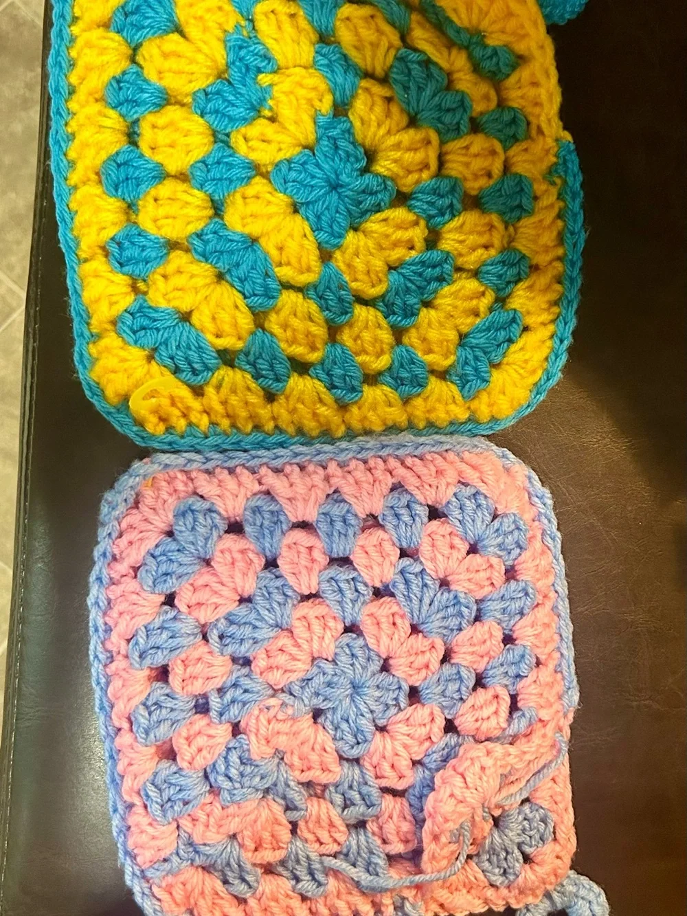 Vintage Handmade Crochet Potholder Hotpad Trivet Granny Square W Hanging  Loop